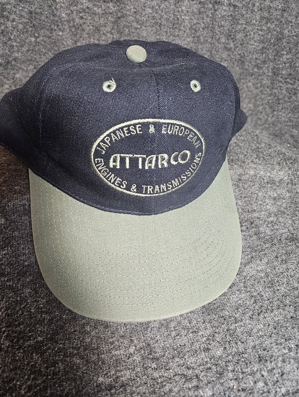 ATTARCO Two-Tone Baseball Cap in Navy & Olive